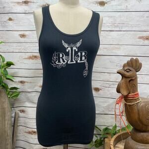 RTB Real Tough Babe Black Racerback Tank Top Shirt Biker Babe Graphic Large L